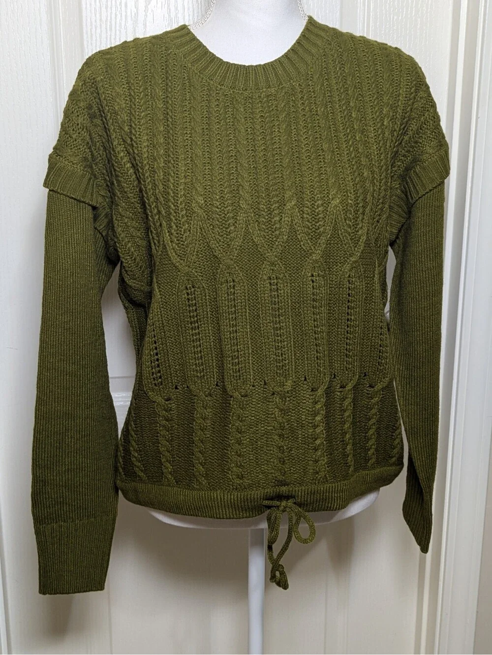 Workshop Knit Sweater Boho Olive Green Women's Size Medium Long Sleeve Pullover
